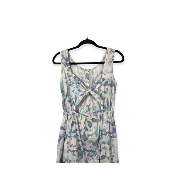 Plain Jane by Sweet Baby Jane VTG Blue Floral Open Back Small Smocked Midi Dress - Picture 4 of 7